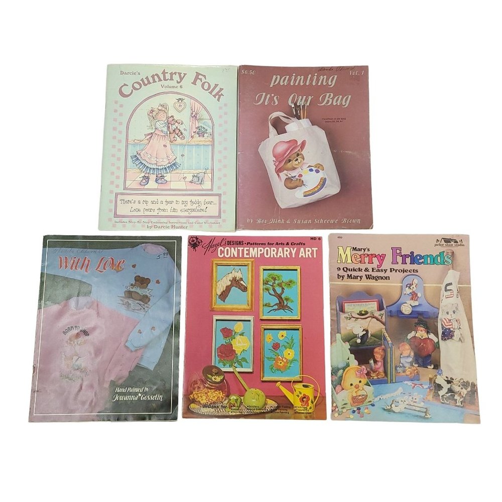 Crafting Books Lot Of 5 Embossing Painting Fabric Stitchery Tole Canvas Applique